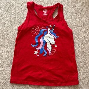🤍Wonder nation🤍Girls' Red Unicorn Racerback Tank Top , girls size 7-8